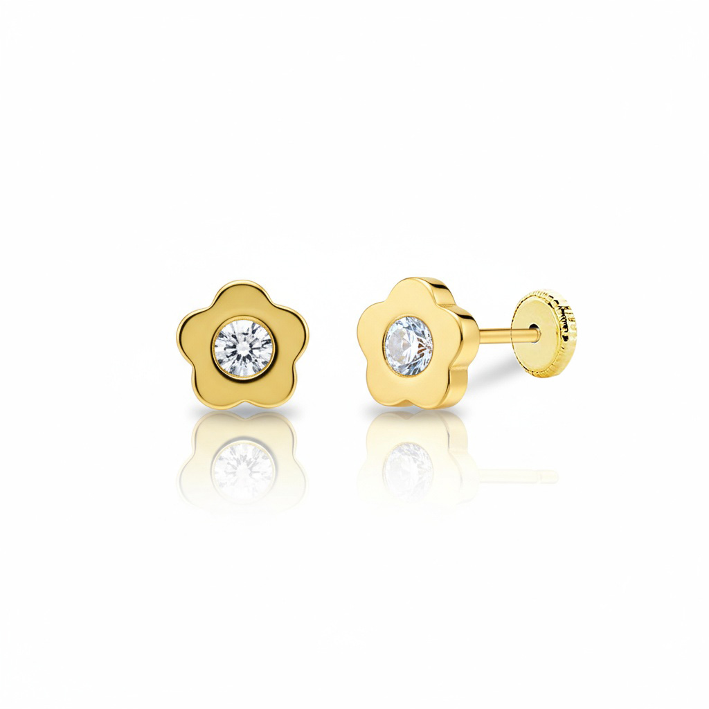 PENDIENTES ORO 18KL FLOR CIRCONITAS
