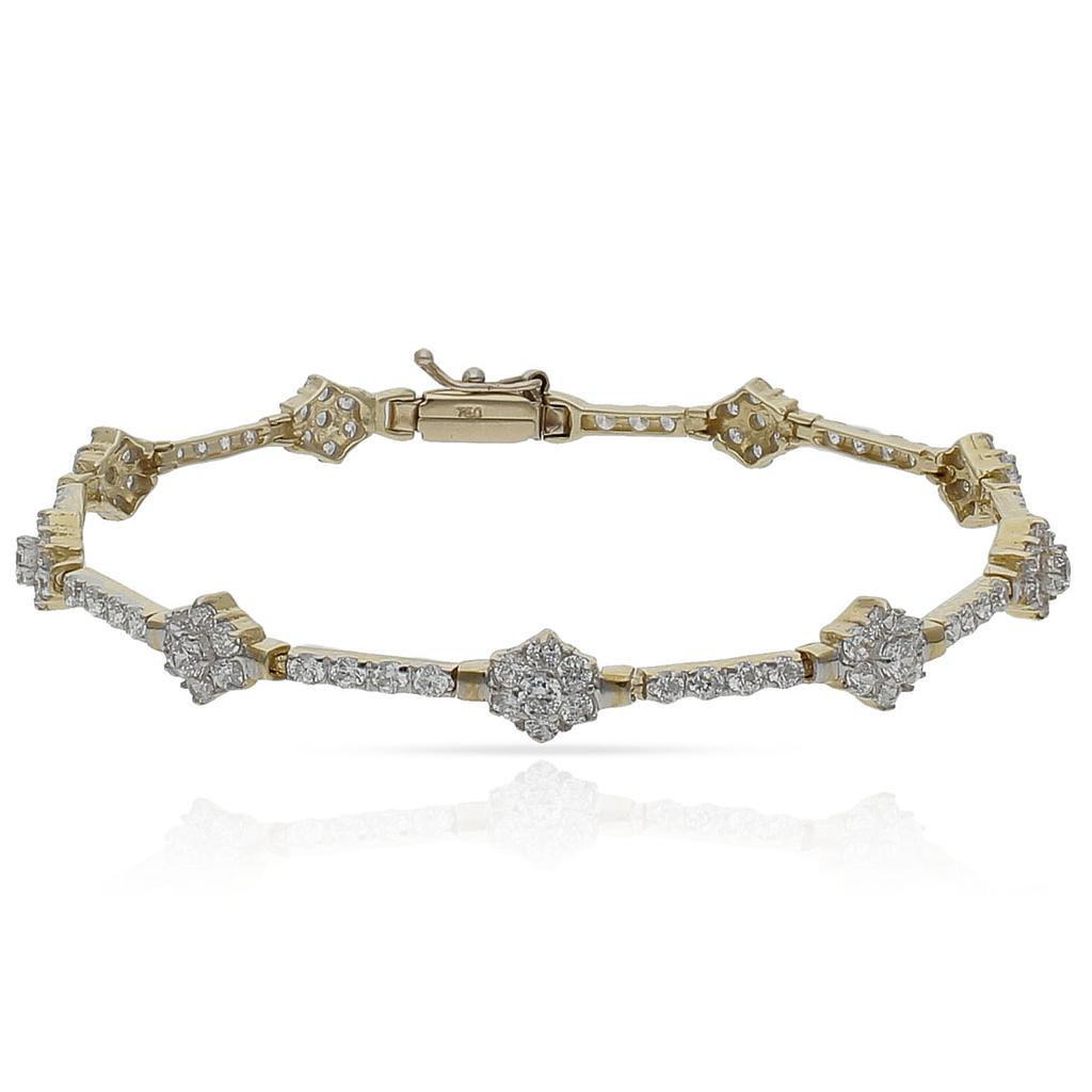 PULSERA ORO 18KL ROSETON CIRCONITAS