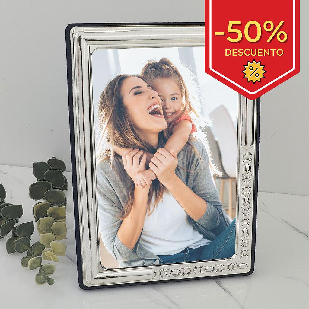 MARCO EN PLATA 9X13 - TERMINACION EN TERCIOPELO AZUL