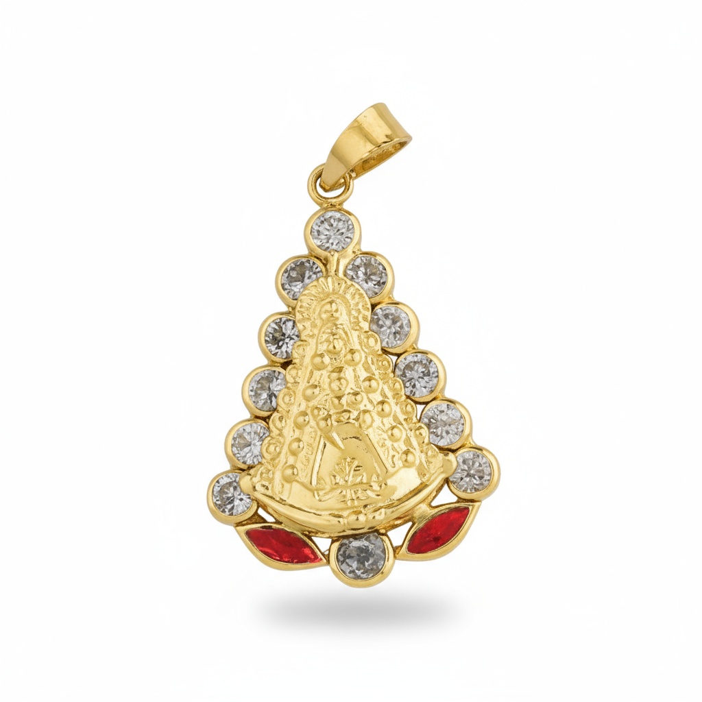 MEDALLA ORO 18KL V. DEL ROCIO CIRCONITAS - 18x25MM