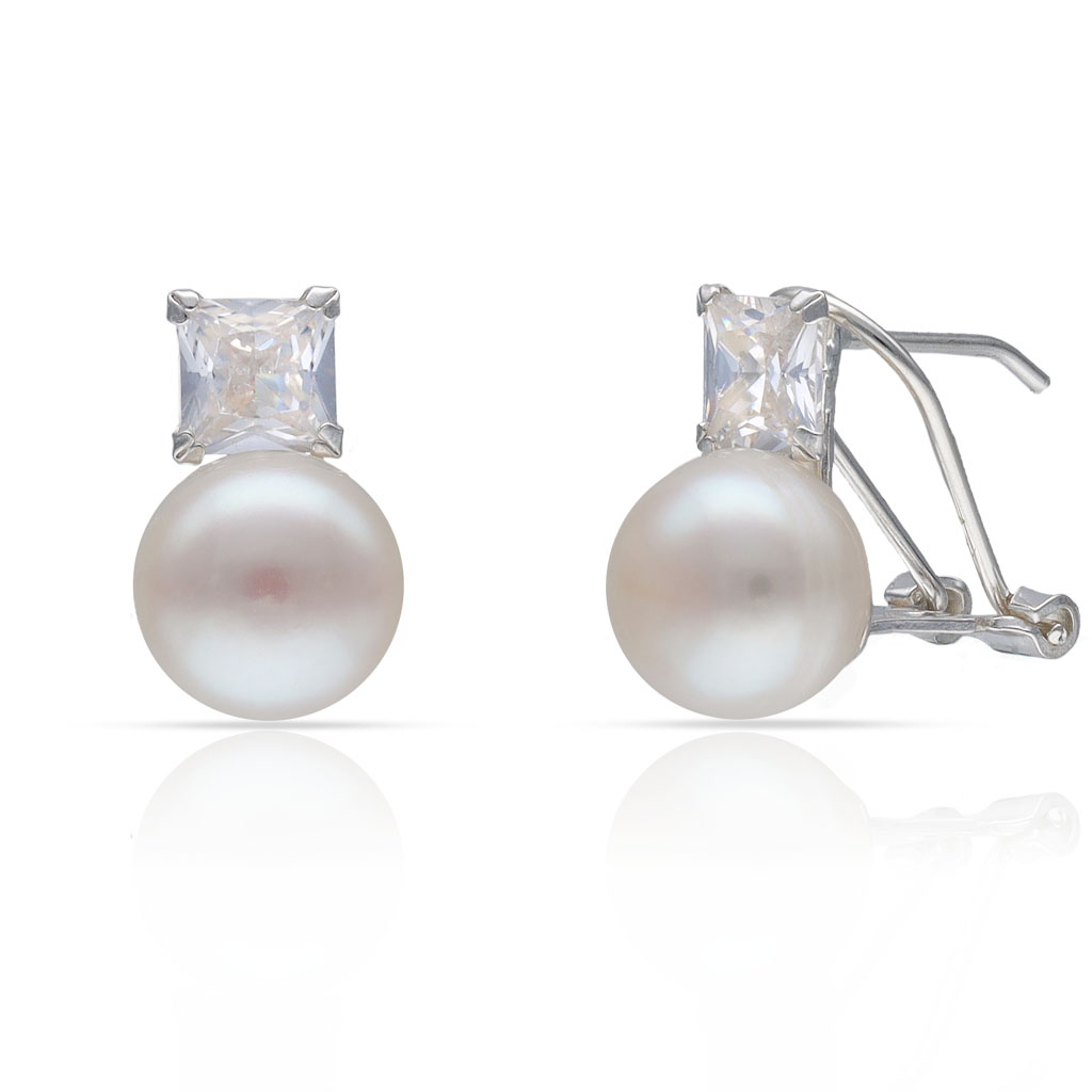 PENDIENTES PLATA 925MM CIRCONITAS + PERLAS