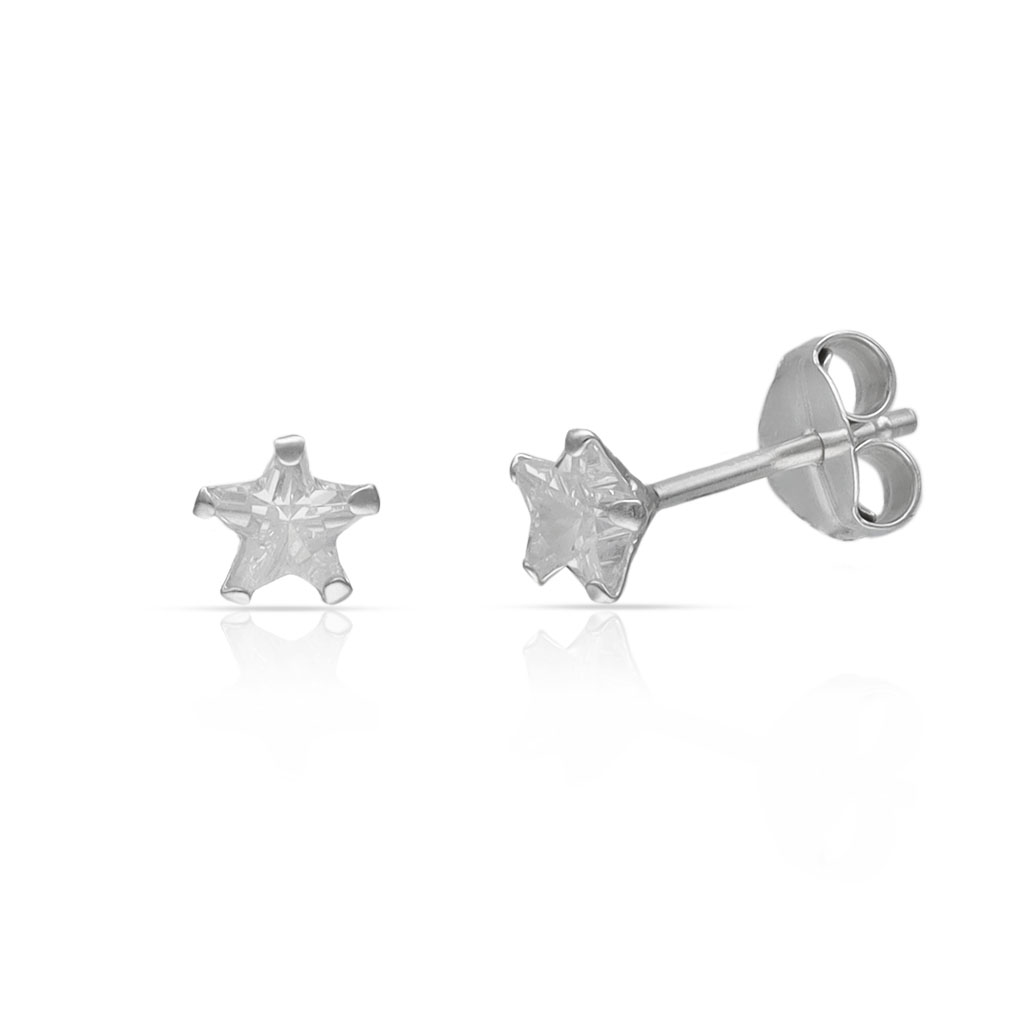 PENDIENTES PLATA 925MM ESTRELLAS CIRCONITAS - 4MM
