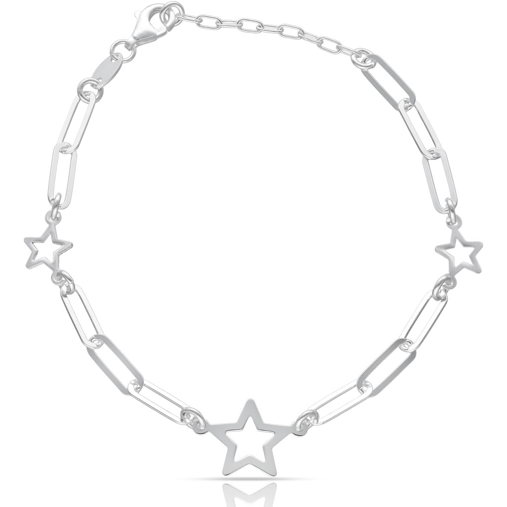 PULSERA PLATA 925MM ESTRELLAS + ESLABONES