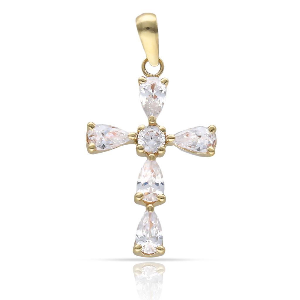 CRUZ ORO 18KL CIRCONITAS - 14x20MM