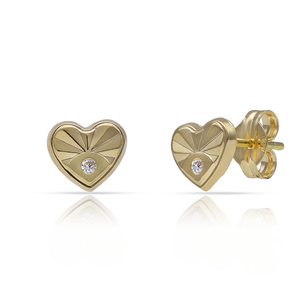 PENDIENTES ORO CORAZON CIRCONITAS - 6.50x5.50MM