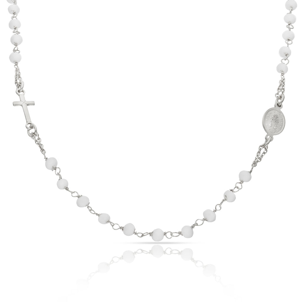 GARGANTILLA PLATA 925MM ROSARIO PIEDRAS BLANCAS