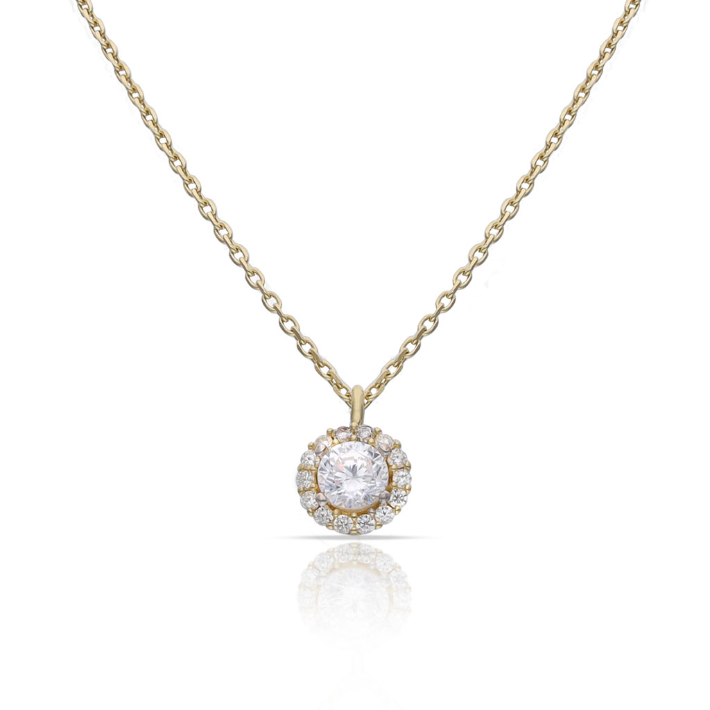 GARGANTILLA ORO 18KL CERCO CIRCONITAS + PIEDRA CIRCONITA - 6MM