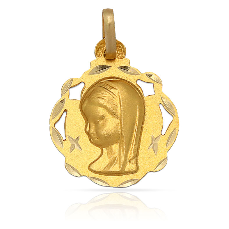 MEDALLA PLATA CHAPADA EN ORO VIRGEN NIÑA - 17x20MM