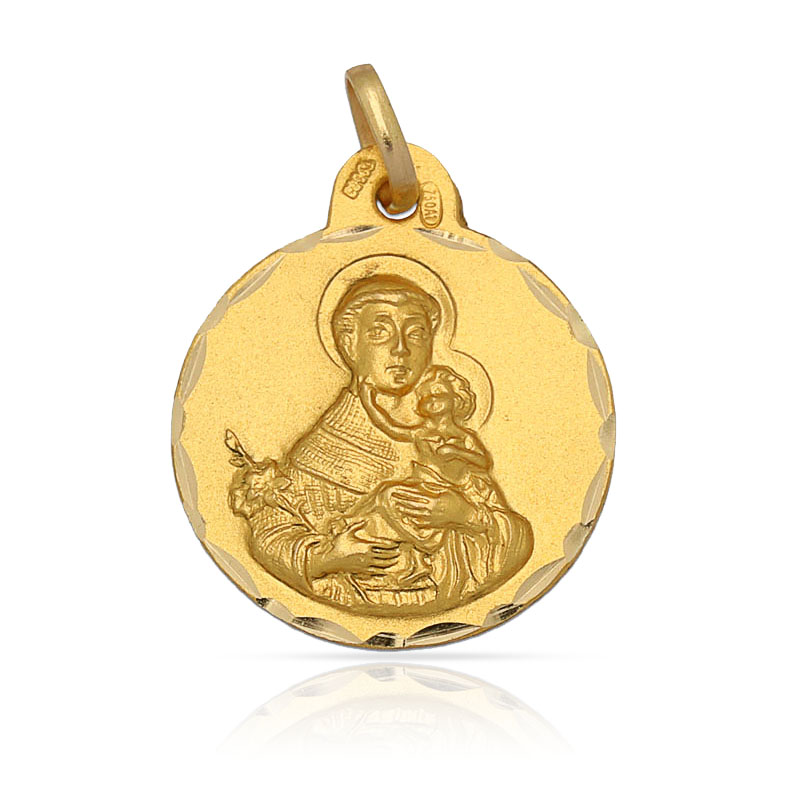 MEDALLA PLATA CHAPADA EN ORO SAN ANTONIO - 17MM