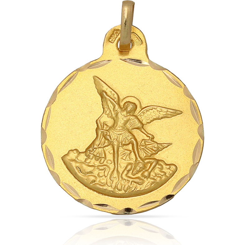MEDALLA PLATA CHAPADA EN ORO SAN MIGUEL - 21MM