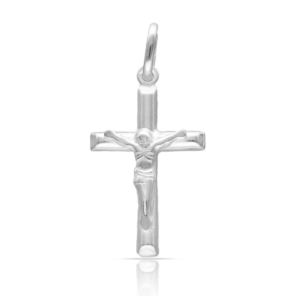CRUZ PLATA 925MM CON CRISTO MEDIANO - 15x26MM