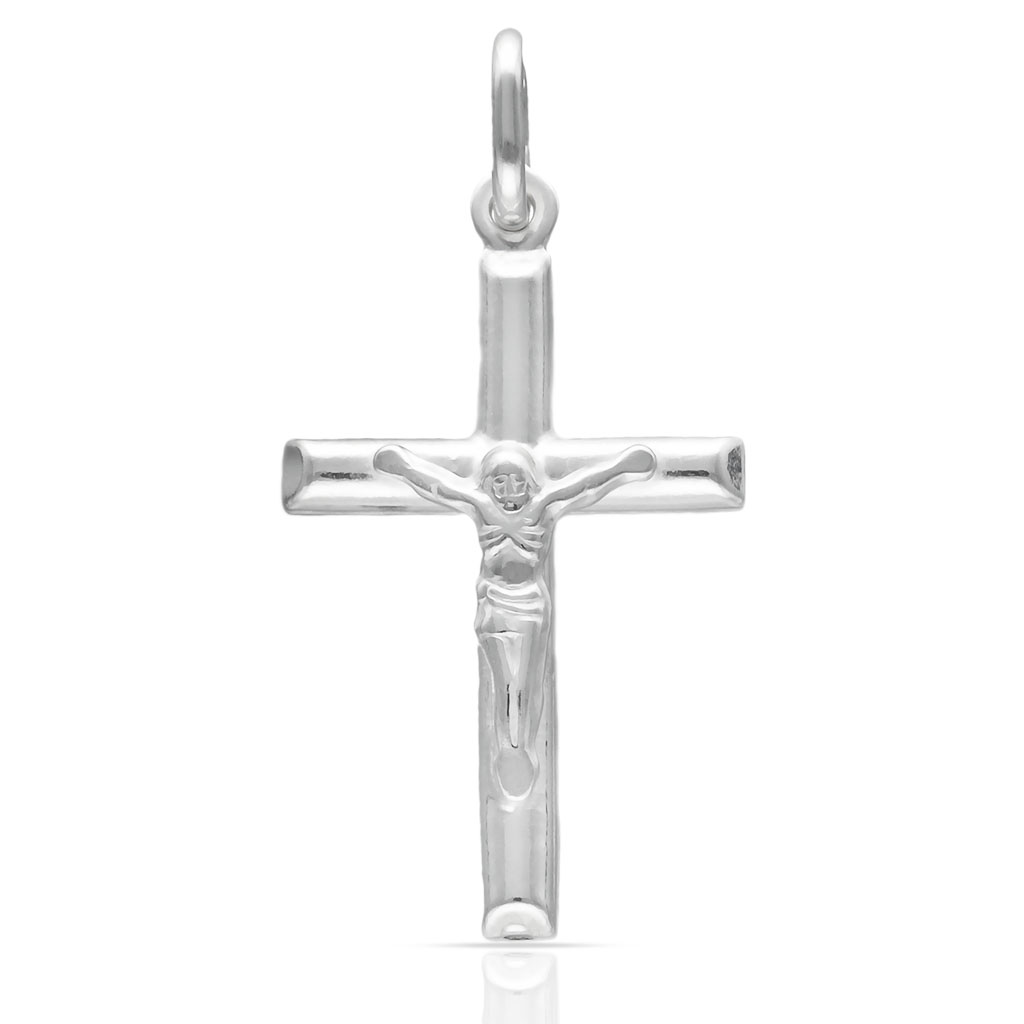 CRUZ PLATA 925MM CON CRISTO GRANDE - 18x30MM