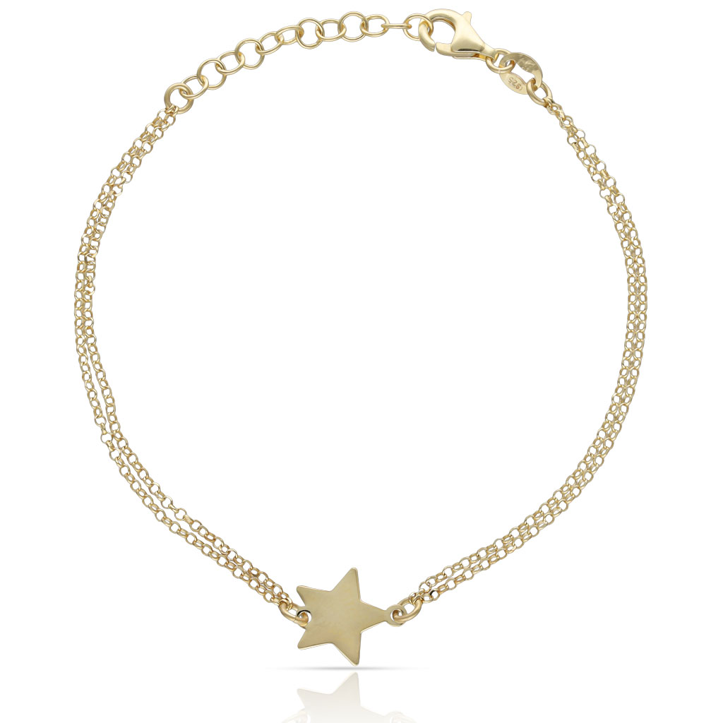 PULSERA PLATA CHAPADA EN ORO ESTRELLA