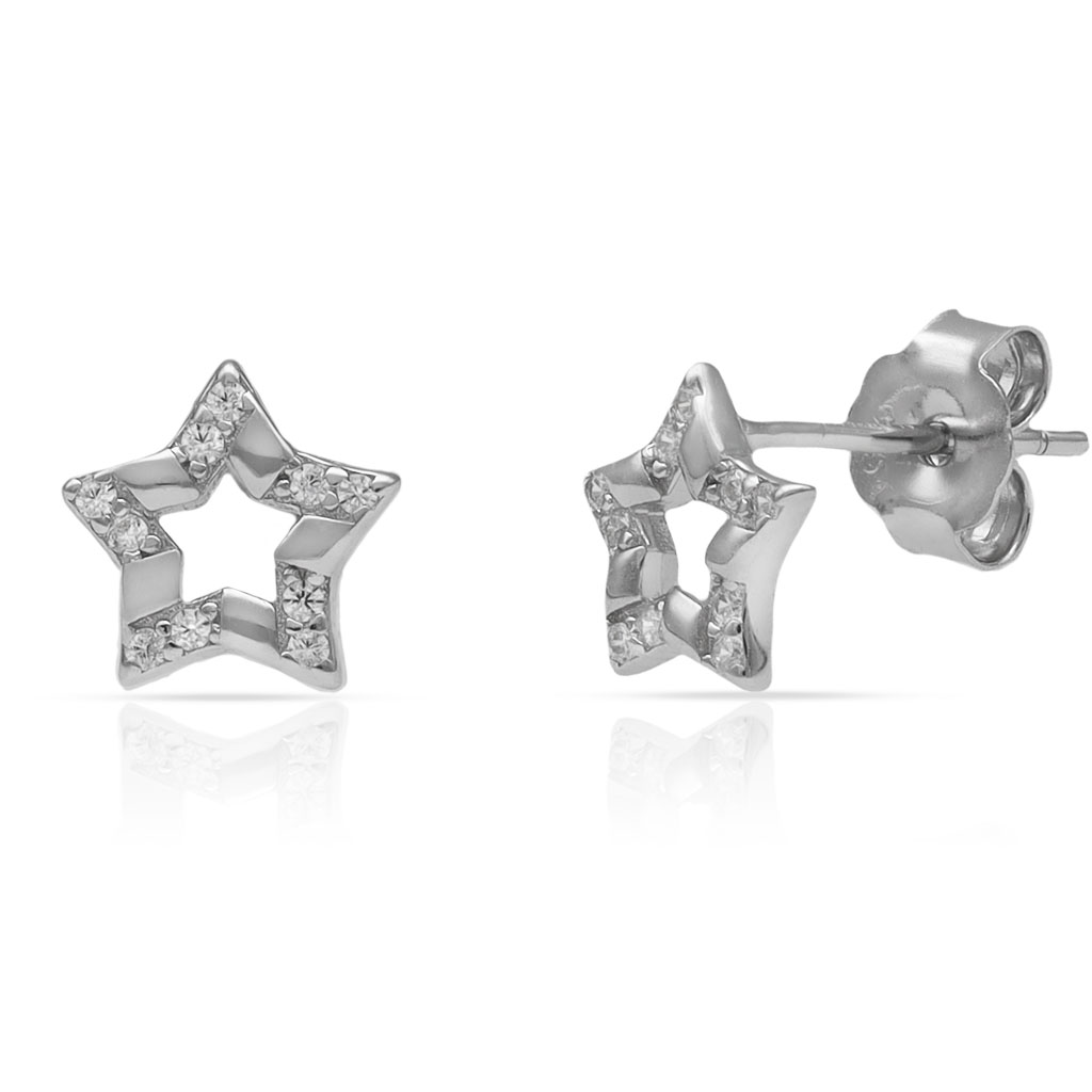 PENDIENTES PLATA 925MM ESTRELLAS CIRCONITAS - 8MM