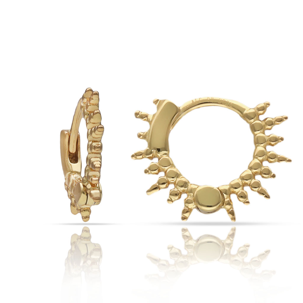 AROS PLATA CHAPADA ORO ZONA HELIX RAYOS DE SOL - 6MM