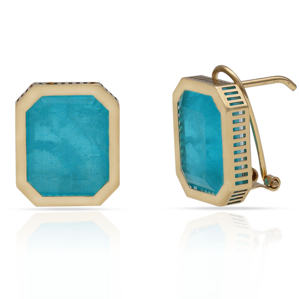 PENDIENTES ORO 18KL CUARZO VERDE AGUA