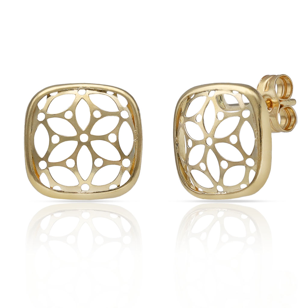 PENDIENTES ORO 18KL FLOR CALADA - 10.50x10.50MM