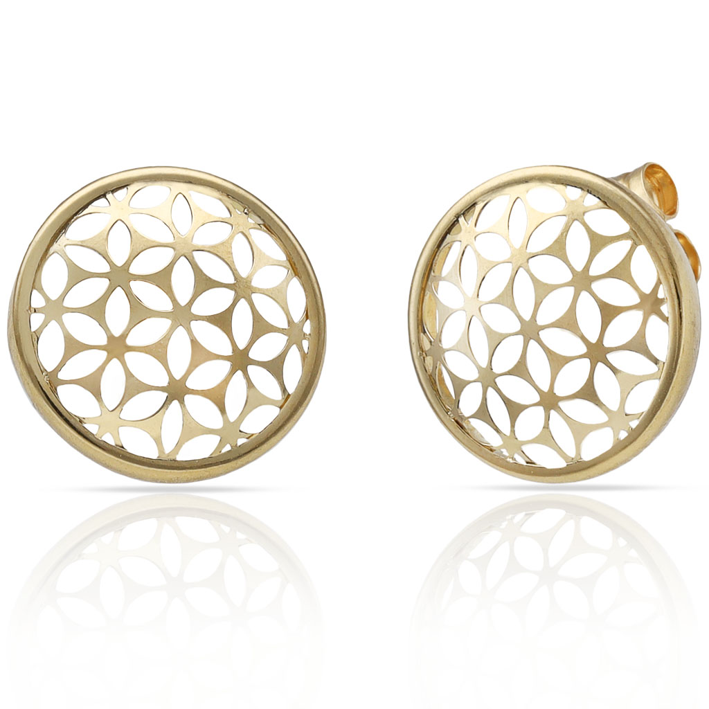 PENDIENTES ORO 18KL FLORES CALADAS - 12MM