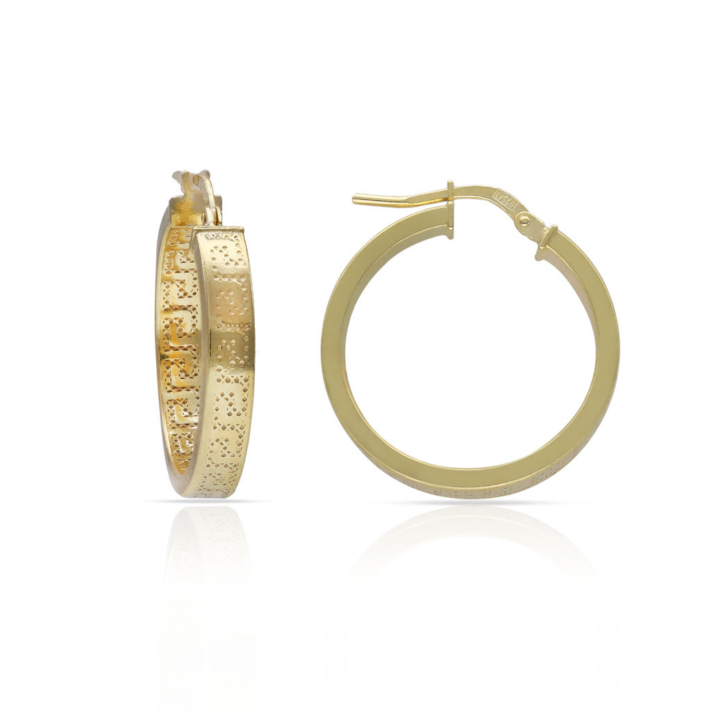 AROS PLATA CHAPADA ORO GRECA - 15MM