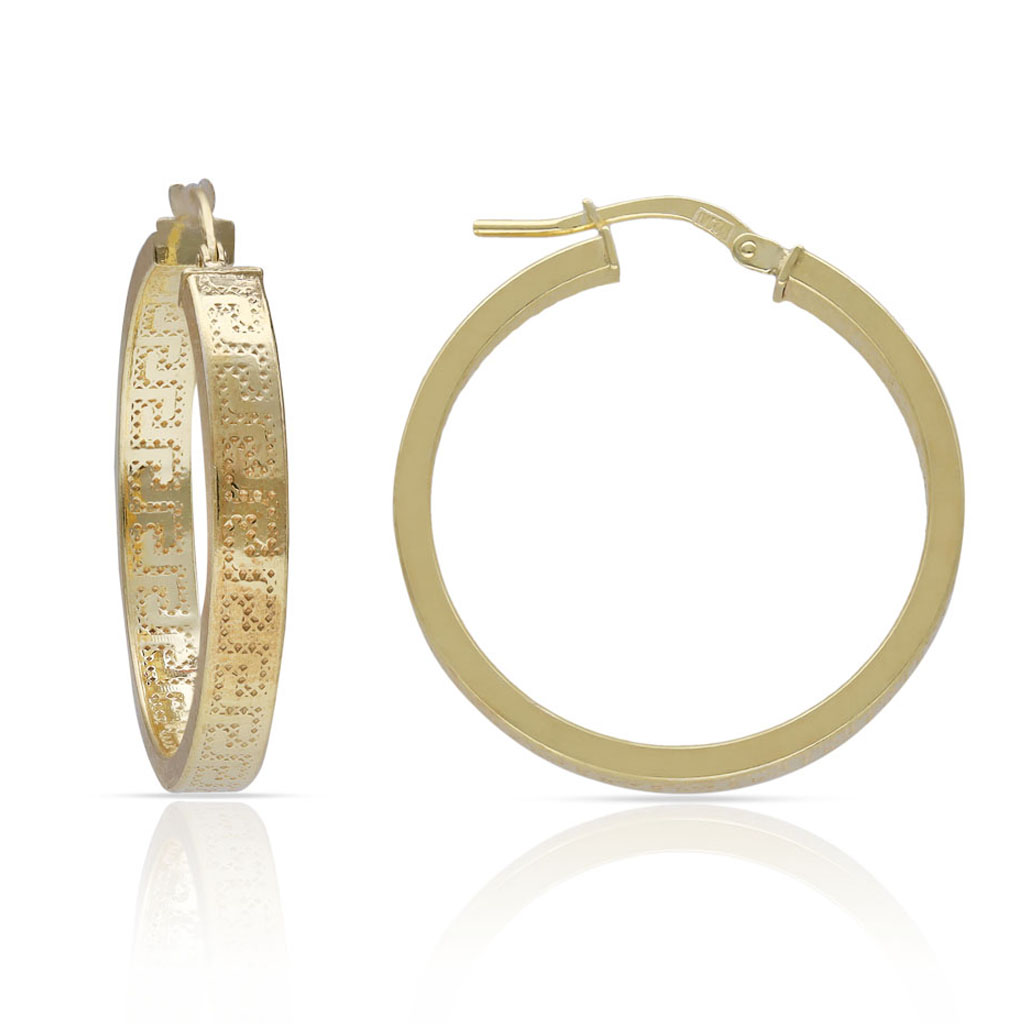 AROS PLATA CHAPADA ORO GRECA - 25MM