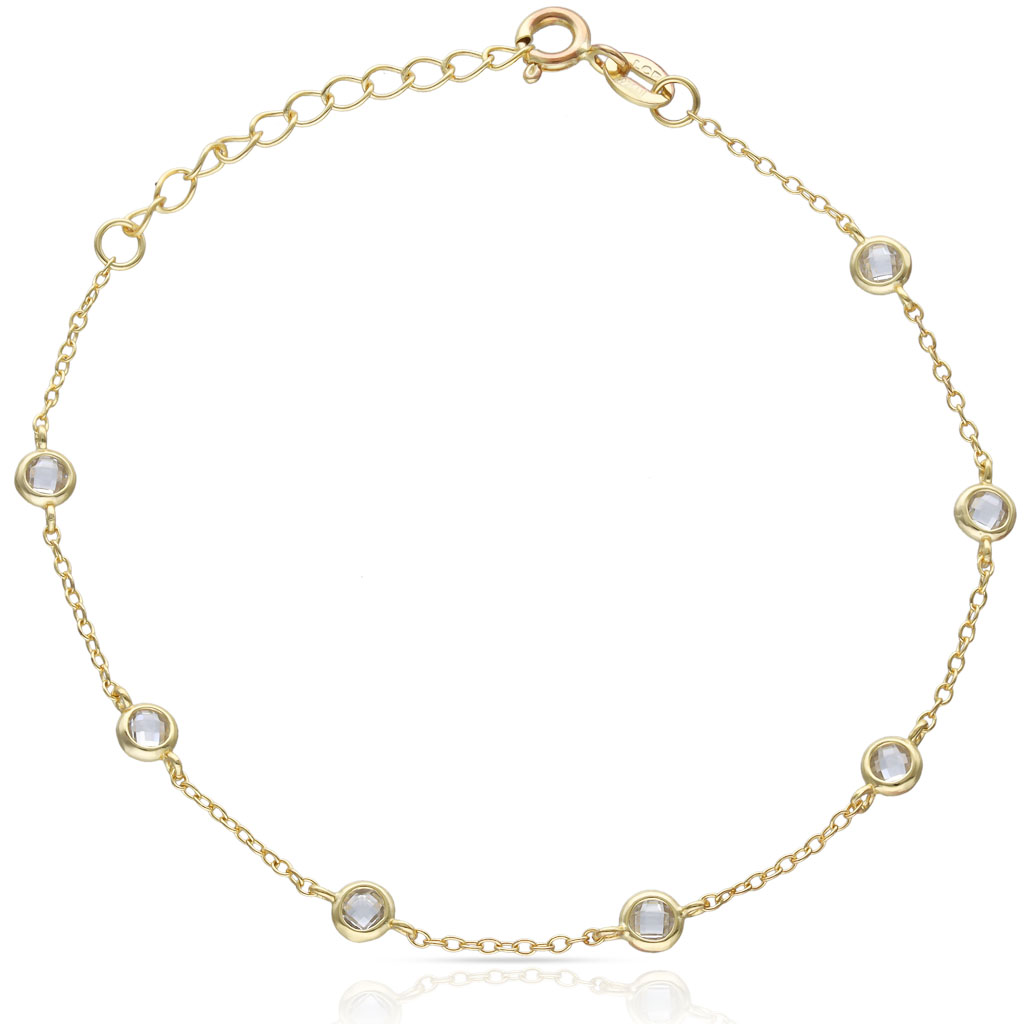 PULSERA PLATA CHAPADA EN ORO CHATONES