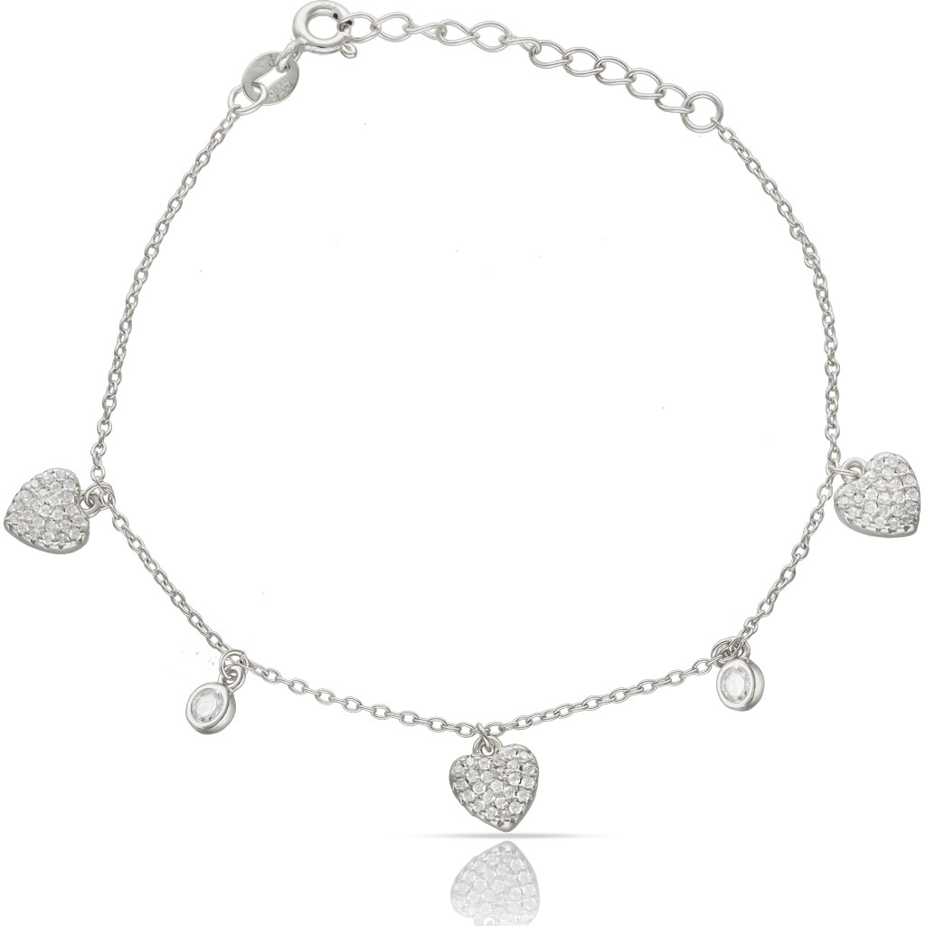 PULSERA PLATA 925MM CORAZON + CIRCONITAS