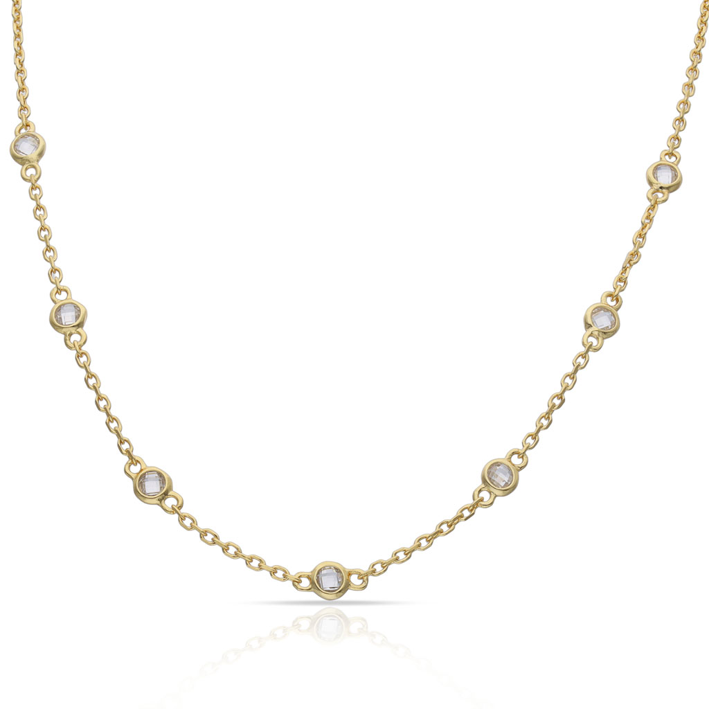 GARGANTILLA PLATA CHAPADA EN ORO CHATONES