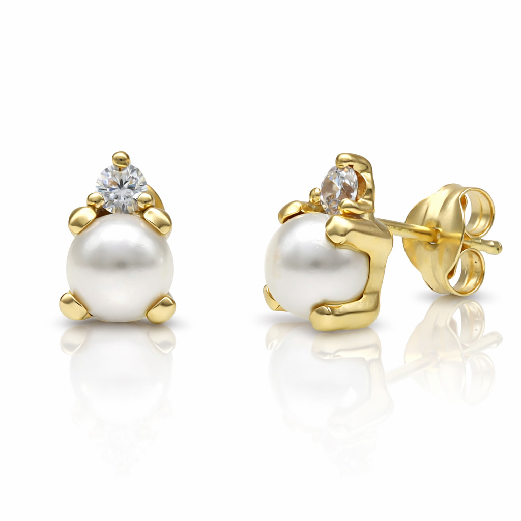 PENDIENTES ORO 18KL PERLAS - 5x8MM