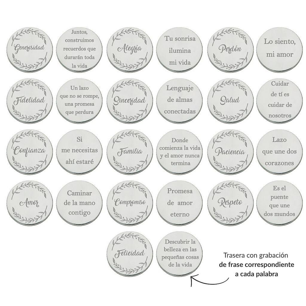 ARRAS PERSONALIZADAS PALABRA + FRASE · PLATA DE LEY