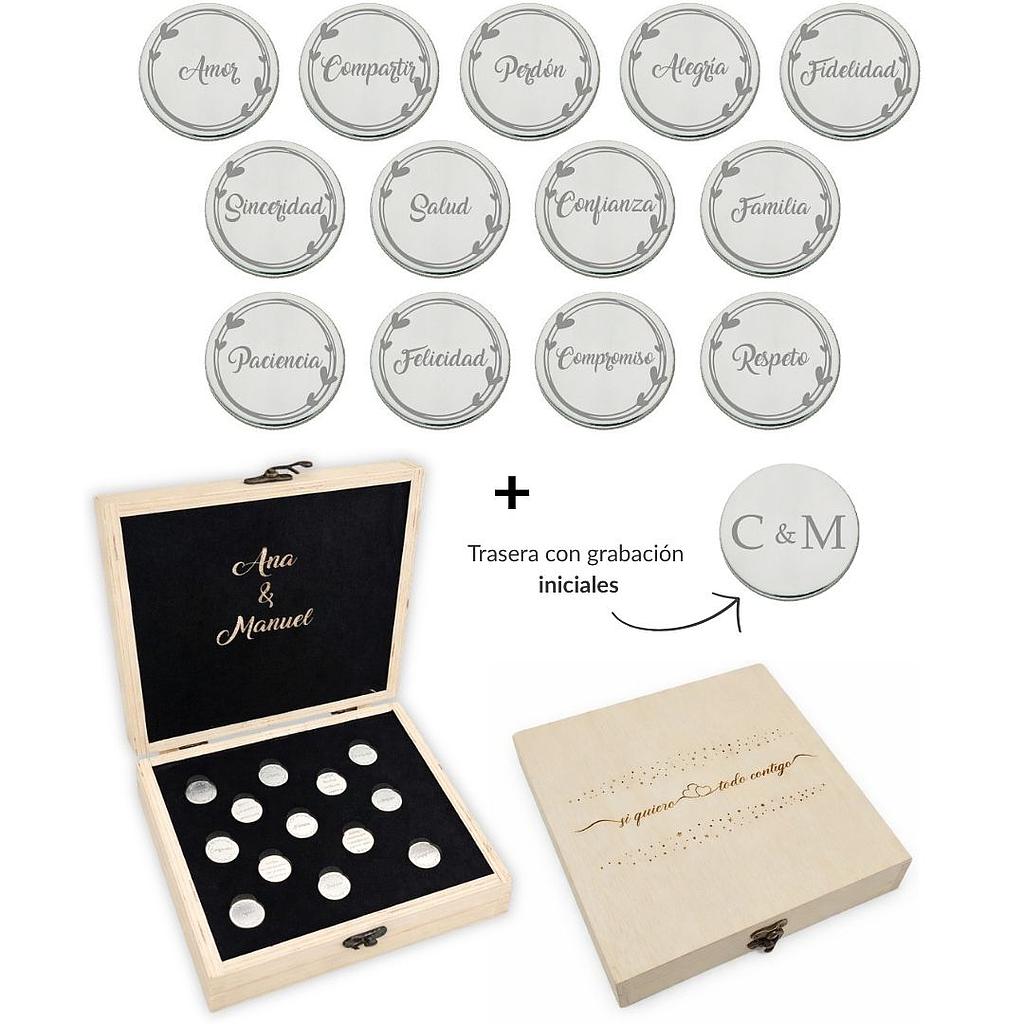 ARRAS PERSONALIZADAS PALABRAS · ACERO PLATEADO + ESTUCHE MADERA