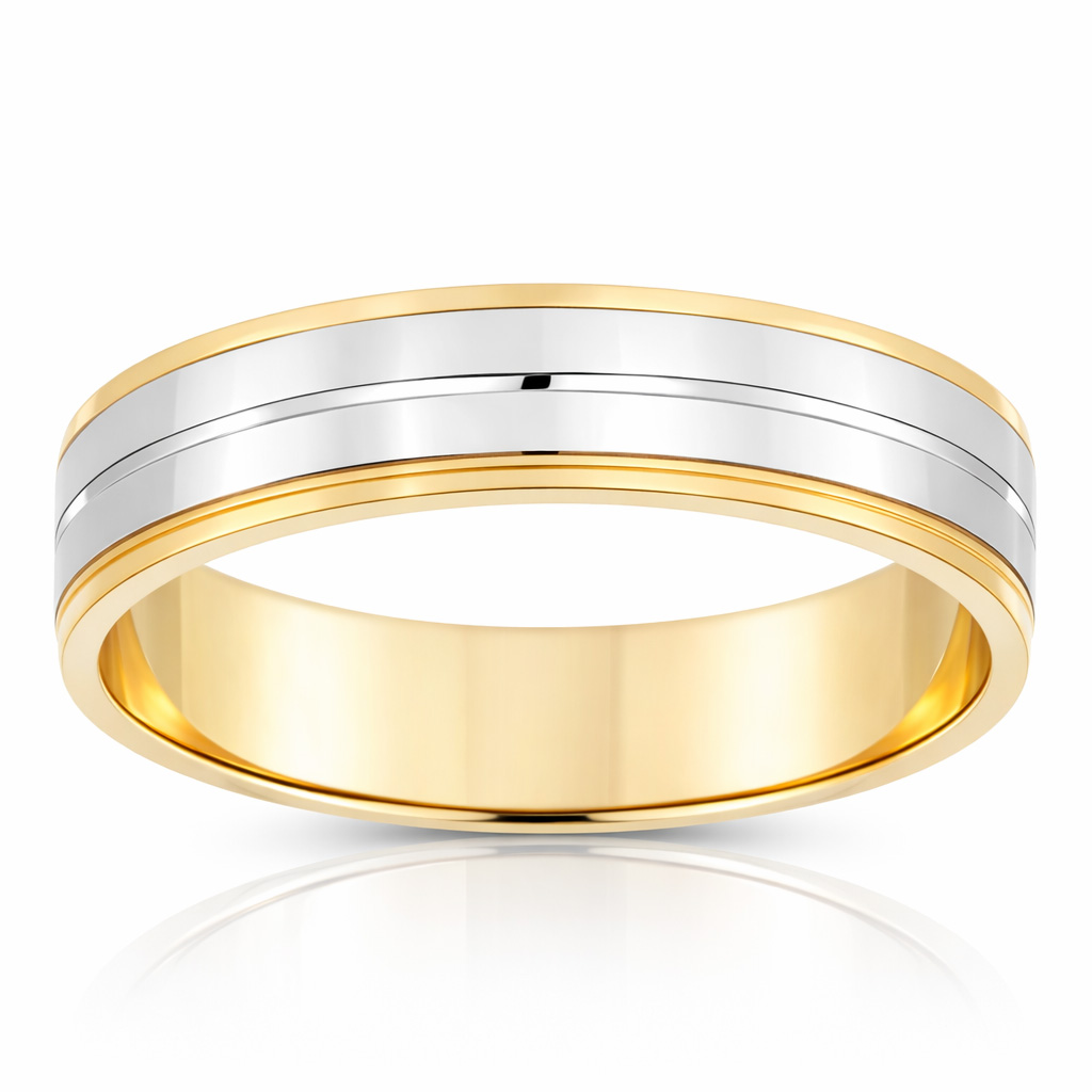 ALIANZA ORO 18KL BICOLOR TALLADA - 5MM
