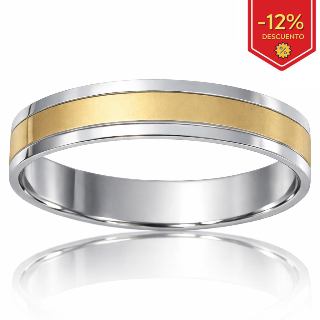 ALIANZA ORO 18KL MATE - BRILLO - 4MM