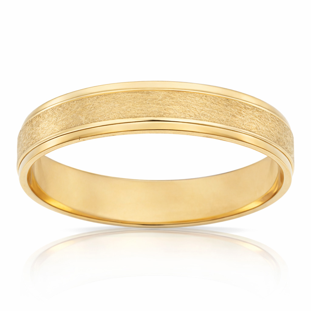 ALIANZA ORO 18KL TALLADA MATE-BRILLO - 4MM