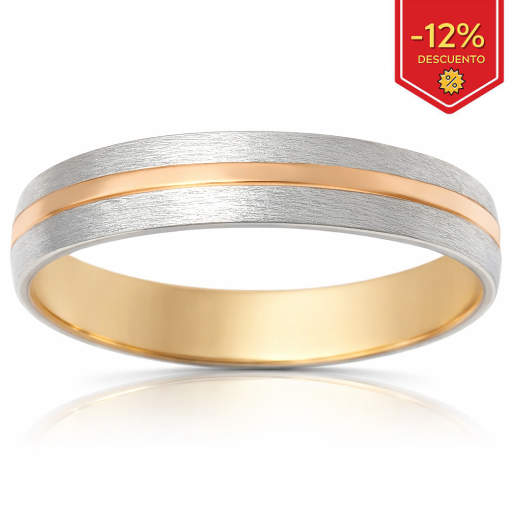 ALIANZA ORO ROSA - ORO BLANCO 18KL - 4MM