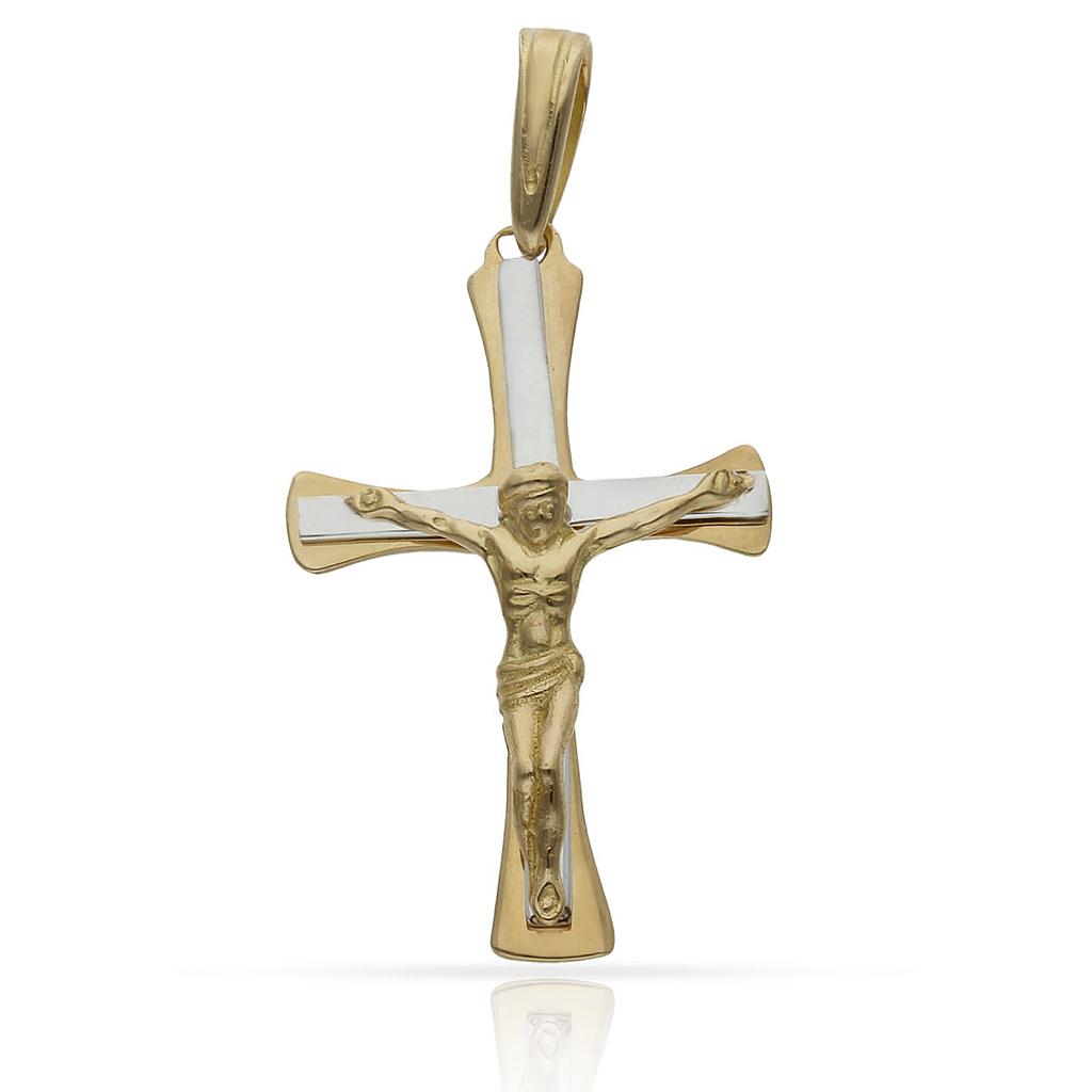 CRUZ ORO 18KL CRISTO BICOLOR