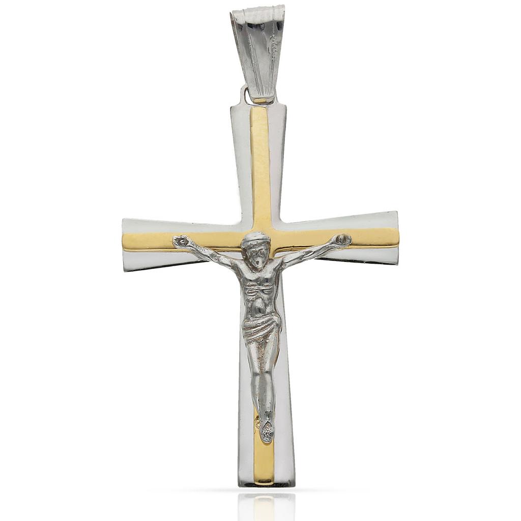 CRUZ CRISTO ORO 18KL BICOLOR - 22x32MM