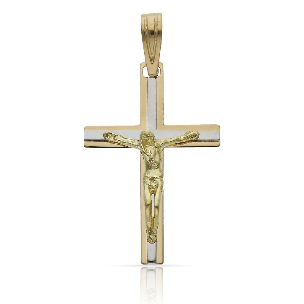 CRUZ CRISTO ORO 18KL BICOLOR - 18x27MM