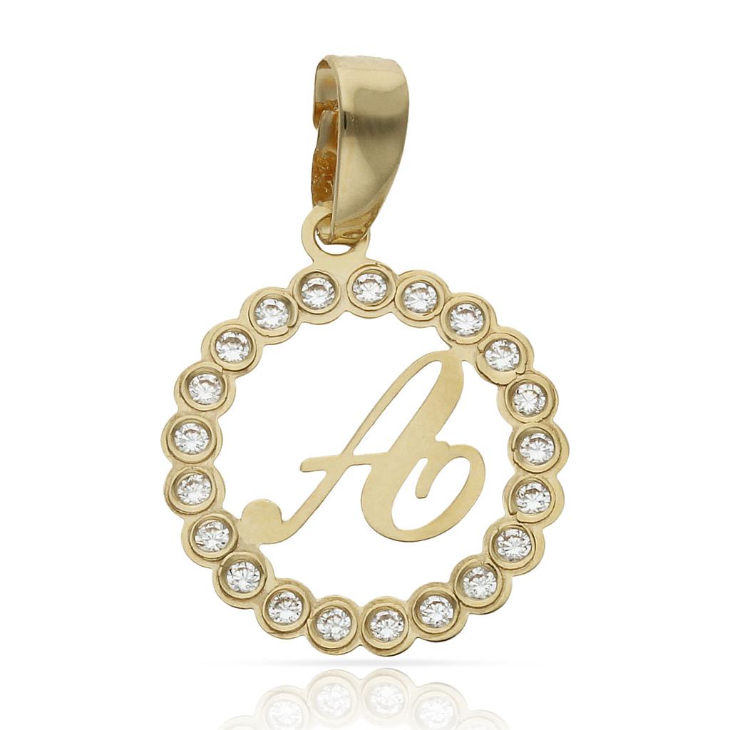 COLGANTE ORO 18KL LETRA CIRCONITAS - 15MM