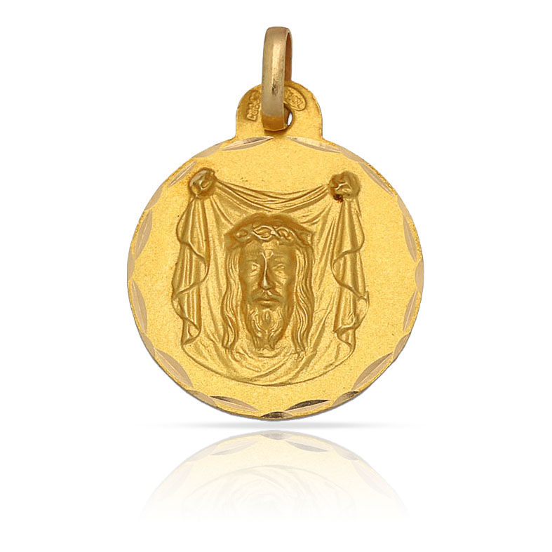 MEDALLA ORO 18KL SANTA FAZ MEDIDA 15MM
