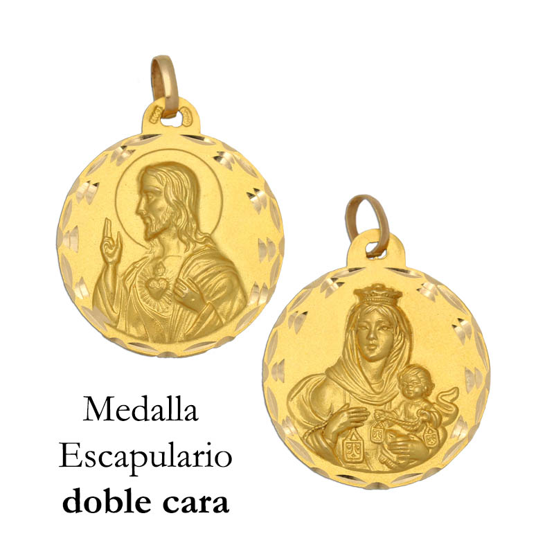 MEDALLA ORO 18KL ESCAPULARIO - 18MM