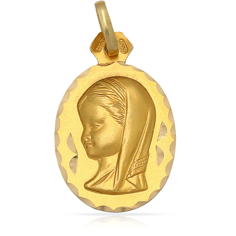 MEDALLA ORO 18KL V. NIÑA - 16X21 MM