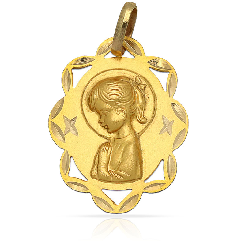 MEDALLA ORO 18KL V. NIÑA - 19x24 MM