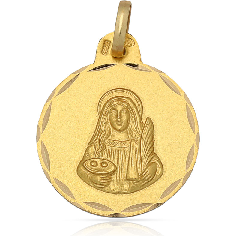 MEDALLA ORO 18KL SANTA LUCIA - 21MM