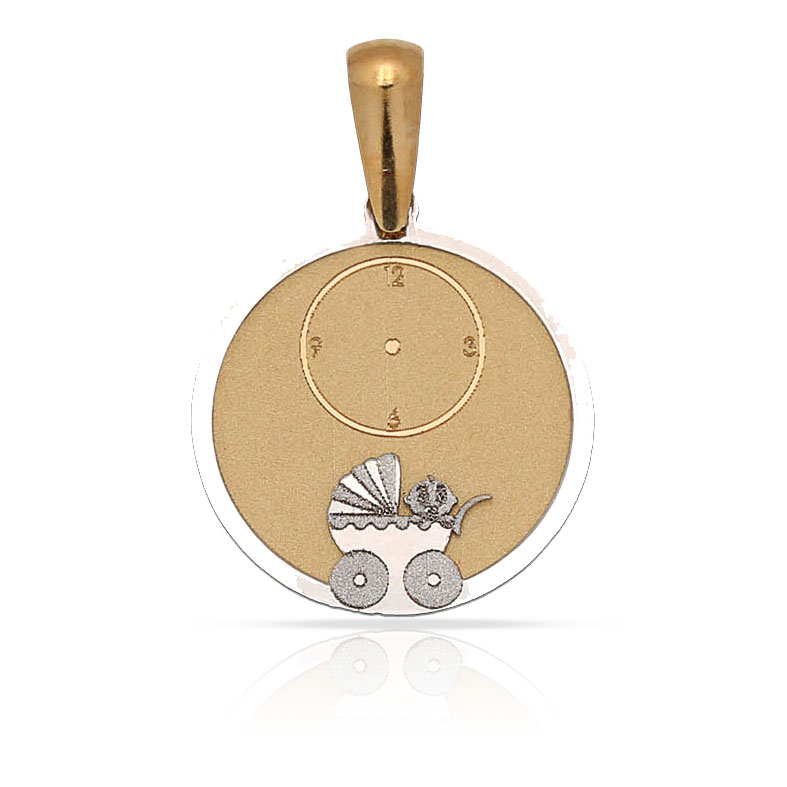 MEDALLA ORO 18KL CARRITO Y RELOJ - 15MM