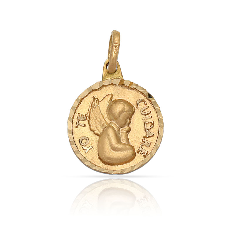MEDALLA ORO 18KL "YO TE CUIDARE" - 13MM