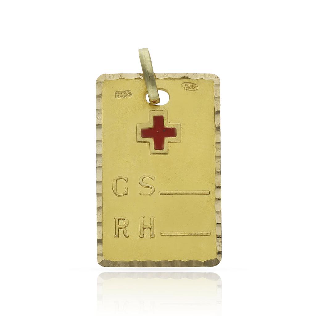 PLACAS ORO 18KL GRUPO SANGUINEO - 16X25MM