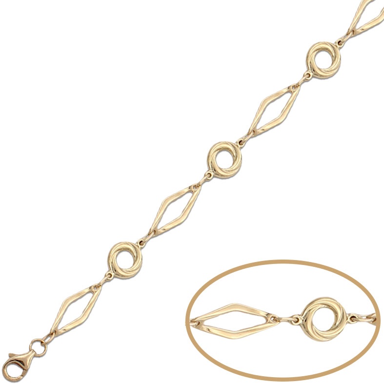 PULSERA ORO 18KL CIRCULOS + ROMBO