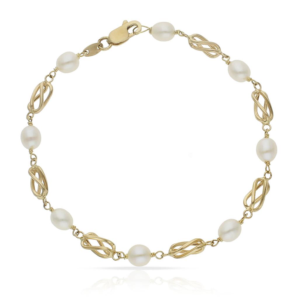 PULSERA ORO 18KL PERLA JOFA + JAULA