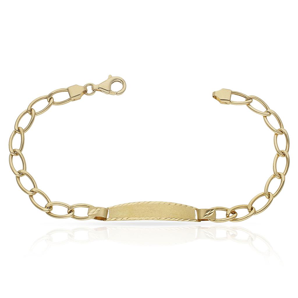 PULSERA ORO 18KL HUECA OVAL PLACA