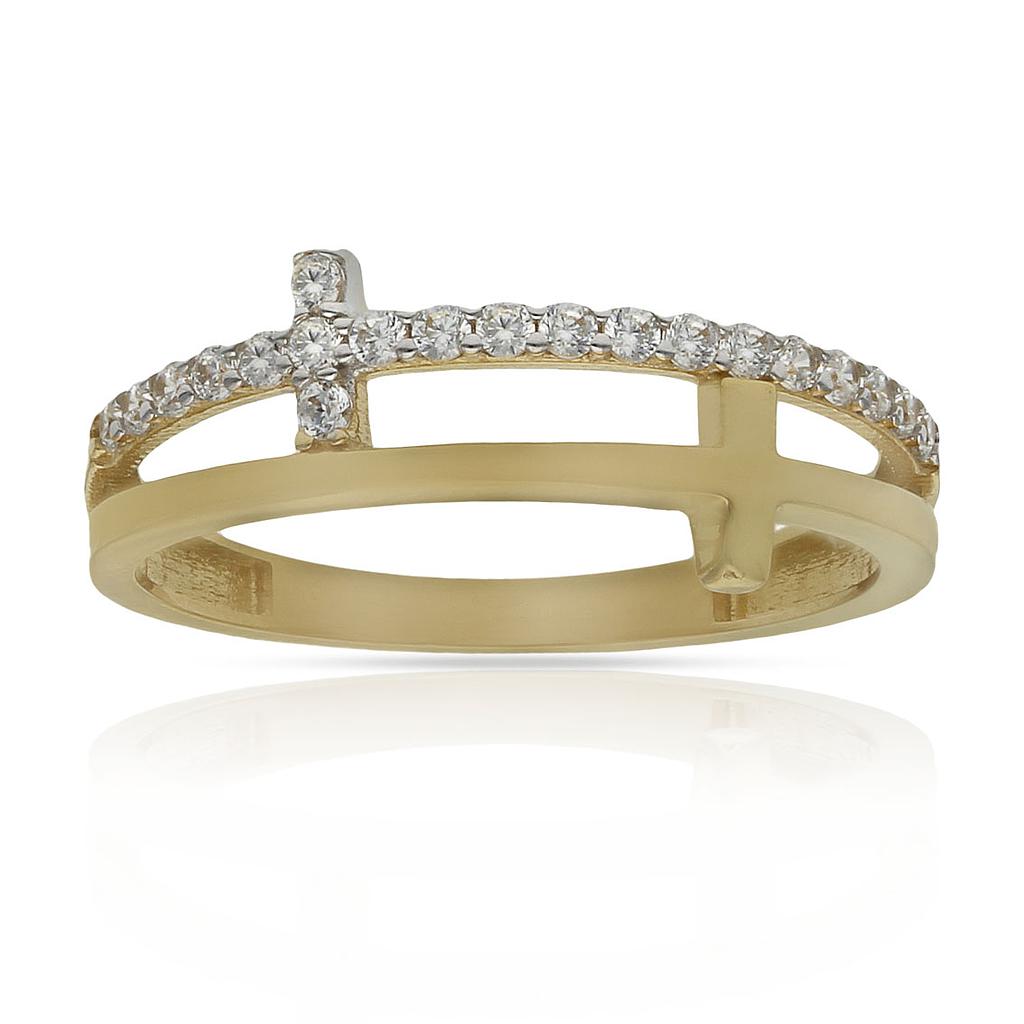 SORTIJA ORO 18KL CRUCES CIRCONITAS